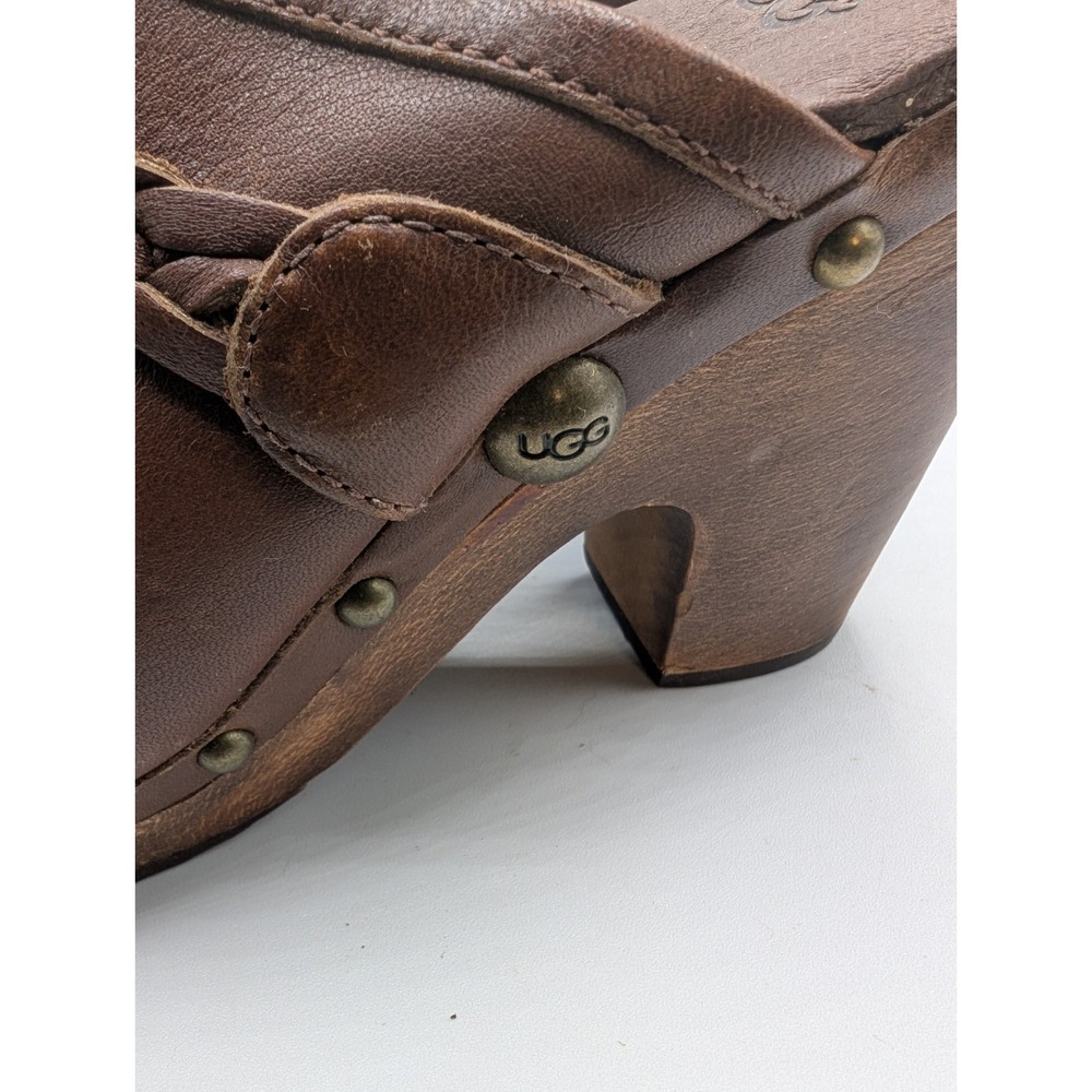 UGG Kaylee leather clogs brown braided strap and stud details Size 7 - Picture 6 of 10